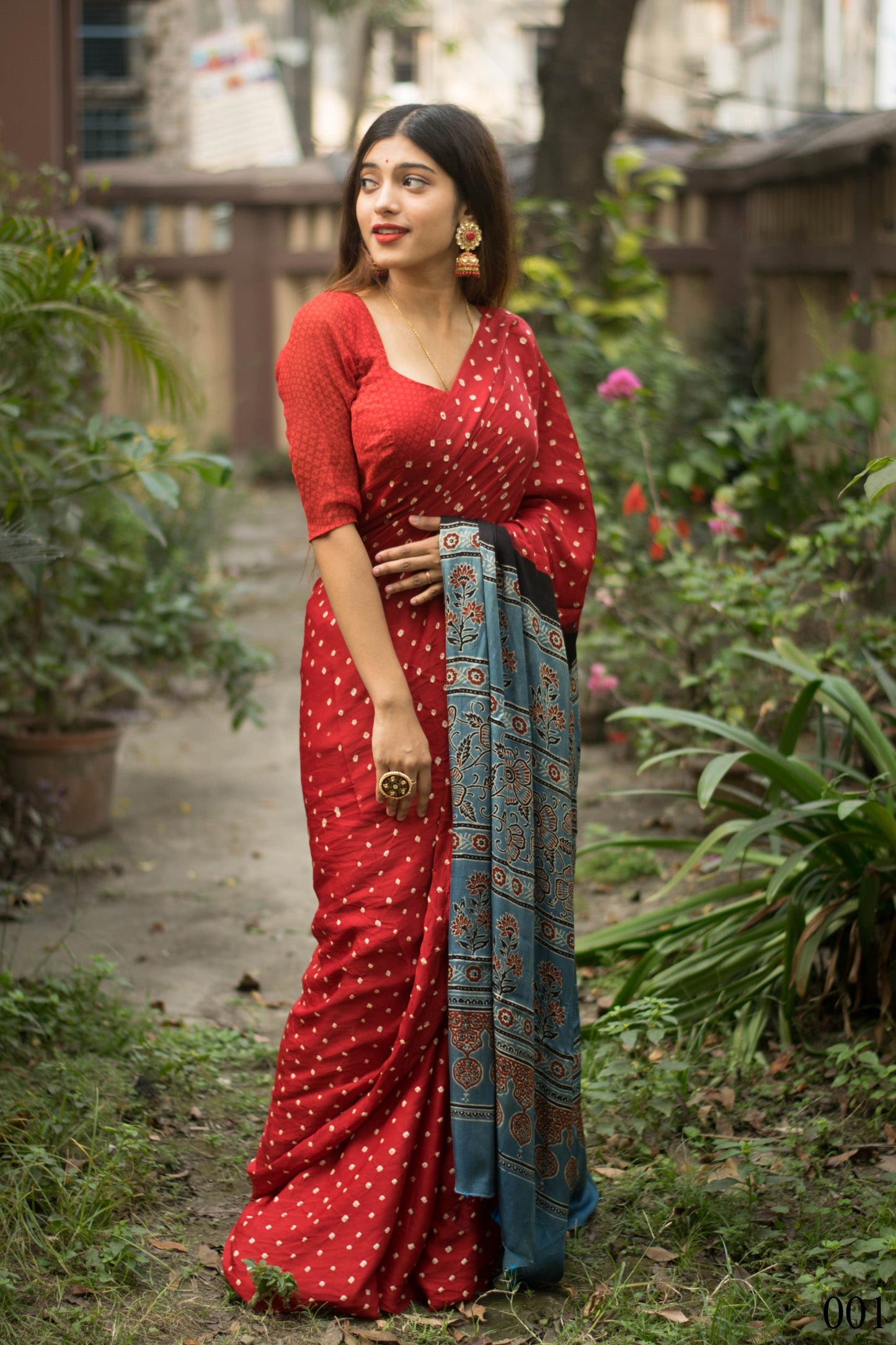 Jyoti Fashion Women's Red Imported Silk Satin Digital Printed Designer Saree with Blouse | Swadesiicart