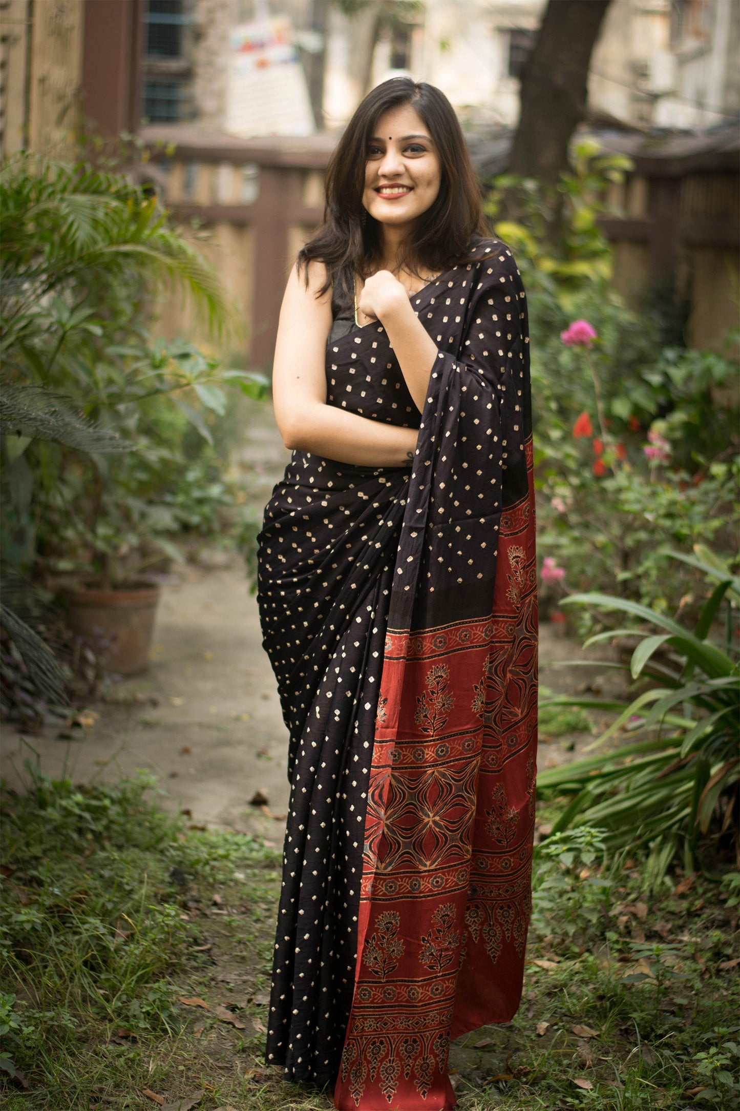 Jyoti Fashion Women's Black Imported Silk Satin Digital Printed Designer Saree with Blouse | Swadesiicart