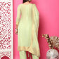 Jyoti Fashion Women's Pista Green Silk Jacquard Woven with Hand Work Salwar Suit Set | Swadesiicart