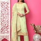 Jyoti Fashion Women's Pista Green Silk Jacquard Woven with Hand Work Salwar Suit Set | Swadesiicart