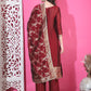 Jyoti Fashion Women's Maroon Silk Jacquard Woven with Zari Work Salwar Suit Set | Swadesiicart
