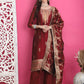Jyoti Fashion Women's Maroon Silk Jacquard Woven with Zari Work Salwar Suit Set | Swadesiicart