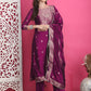 Jyoti Fashion Women's Wine Silk Jacquard Woven with Zari Work Salwar Suit Set | Swadesiicart