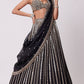 Jyoti Fashion Women's Black Organza Silk Paper Mirror with Zari Embroidered Lehenga Choli with Dupatta | Swadesiicart
