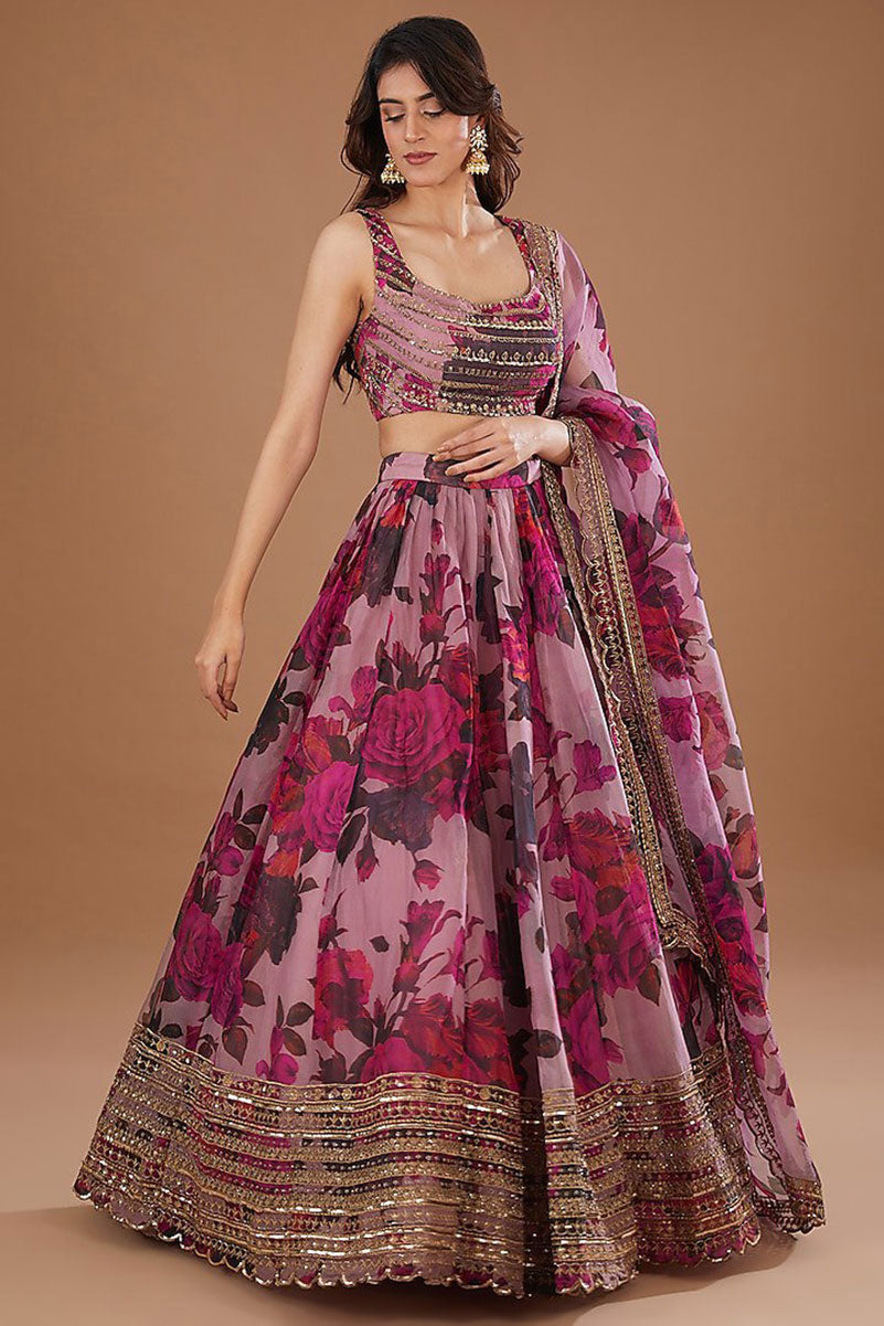Jyoti Fashion Women's Multicolor Organza 3MM Sequins with Zari Embroidered Lehenga Choli with Dupatta | Swadesiicart