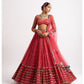 Jyoti Fashion Women's Gajri Red Faux Georgette 3MM, 5MM & 9MM Sequins with Zari Embroidered Lehenga Choli with Dupatta | Swadesiicart