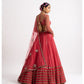 Jyoti Fashion Women's Gajri Red Faux Georgette 3MM, 5MM & 9MM Sequins with Zari Embroidered Lehenga Choli with Dupatta | Swadesiicart
