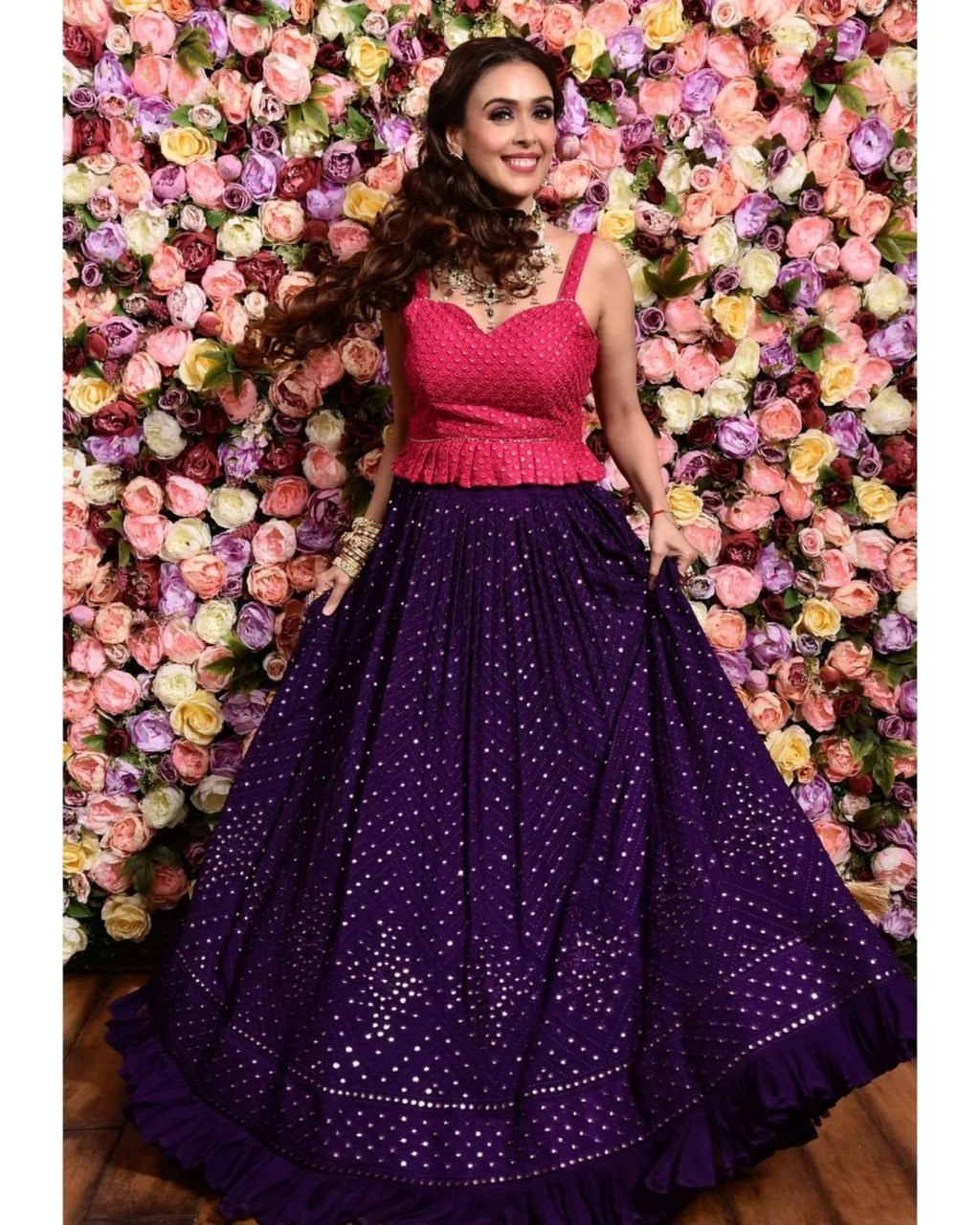 Jyoti Fashion Women's Purple Faux Georgette 3MM Sequins with Thread Embroidered Lehenga Choli with Dupatta | Swadesiicart