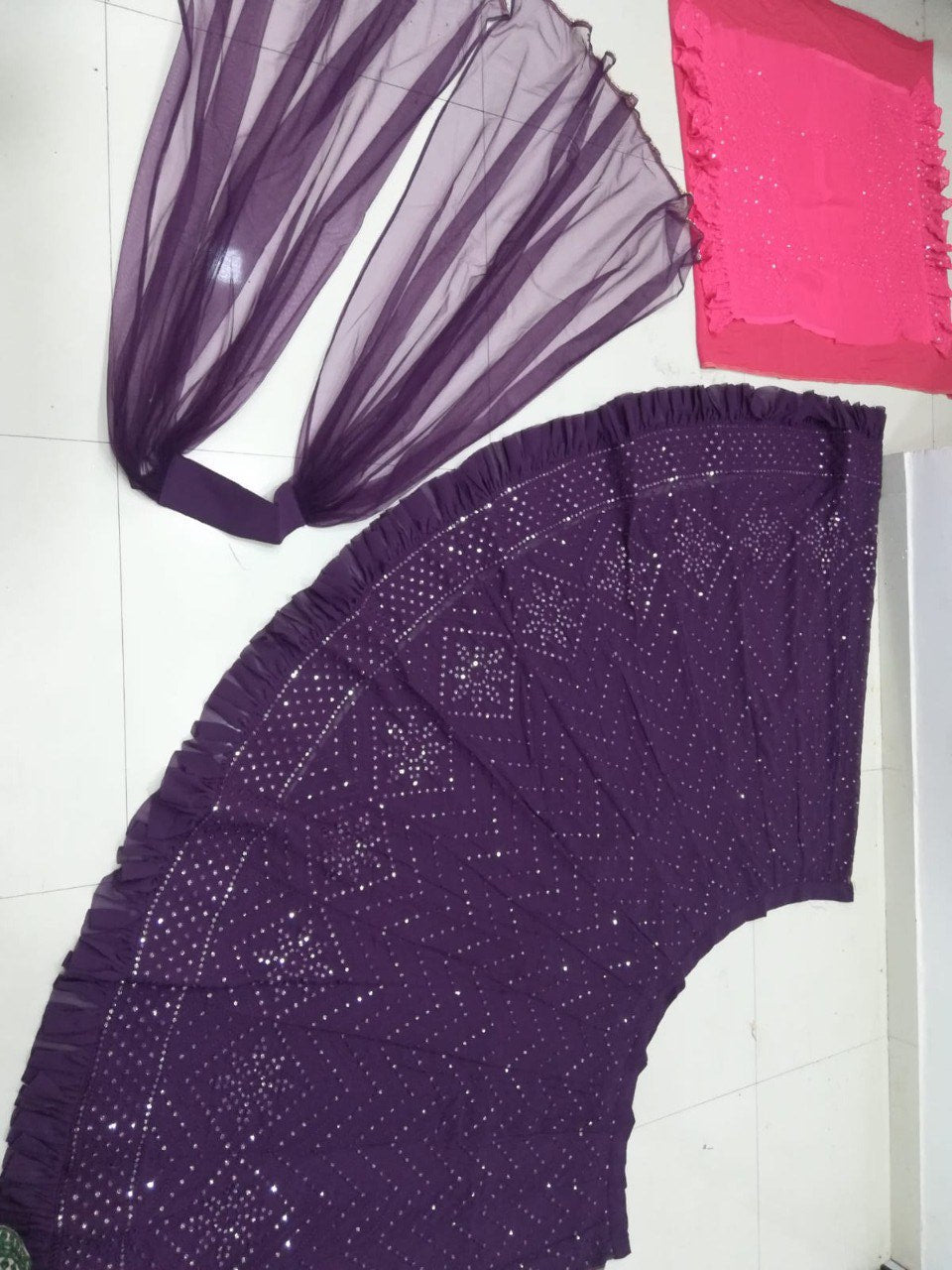 Jyoti Fashion Women's Purple Faux Georgette 3MM Sequins with Thread Embroidered Lehenga Choli with Dupatta | Swadesiicart