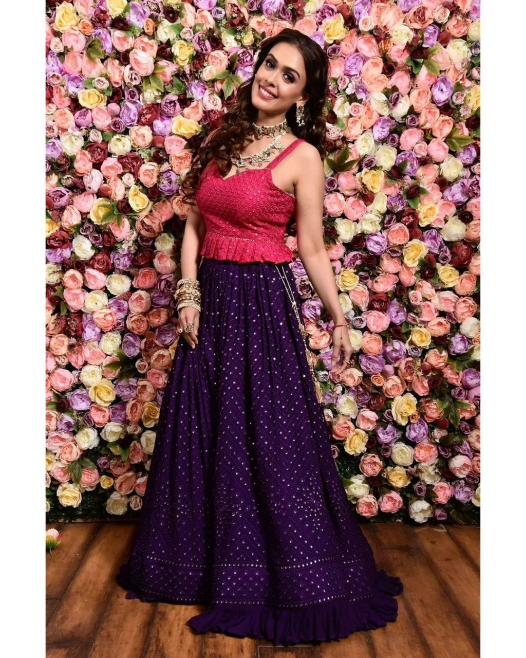 Jyoti Fashion Women's Purple Faux Georgette 3MM Sequins with Thread Embroidered Lehenga Choli with Dupatta | Swadesiicart