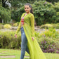 Jyoti Fashion Women's Green Faux Georgette Leheriya Print with Kutchi Patchwork Ethnic Kurta | Swadesiicart