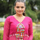 Jyoti Fashion Women's Pink Faux Georgette Leheriya Print with Kutchi Patchwork Ethnic Kurta | Swadesiicart