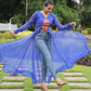 Jyoti Fashion Women's Blue Faux Georgette Leheriya Print with Kutchi Patchwork Ethnic Kurta | Swadesiicart