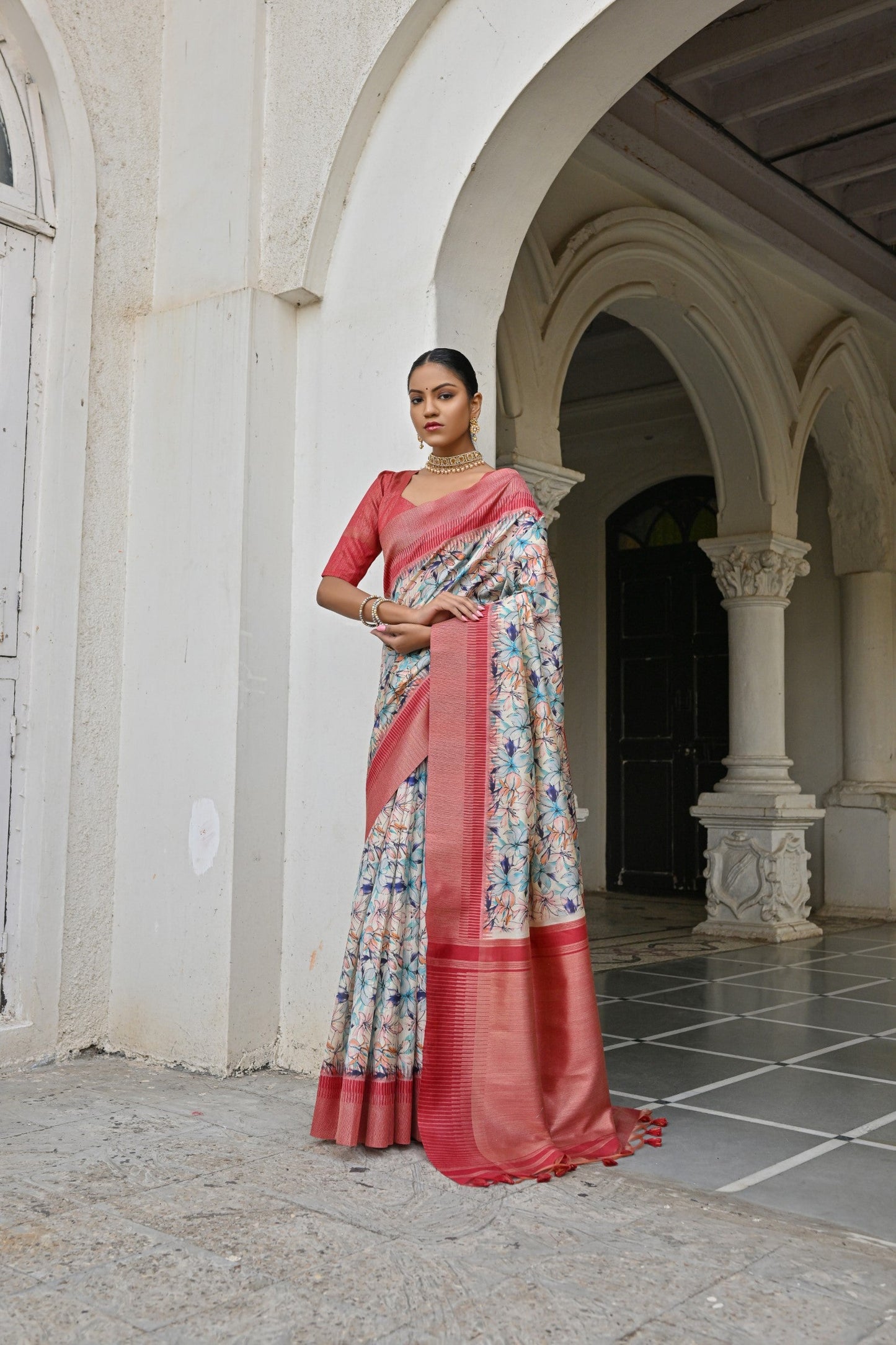 Jyoti Fashion Women's Blue Tussar Silk Zari Woven Traditional Saree with Blouse | Swadesiicart