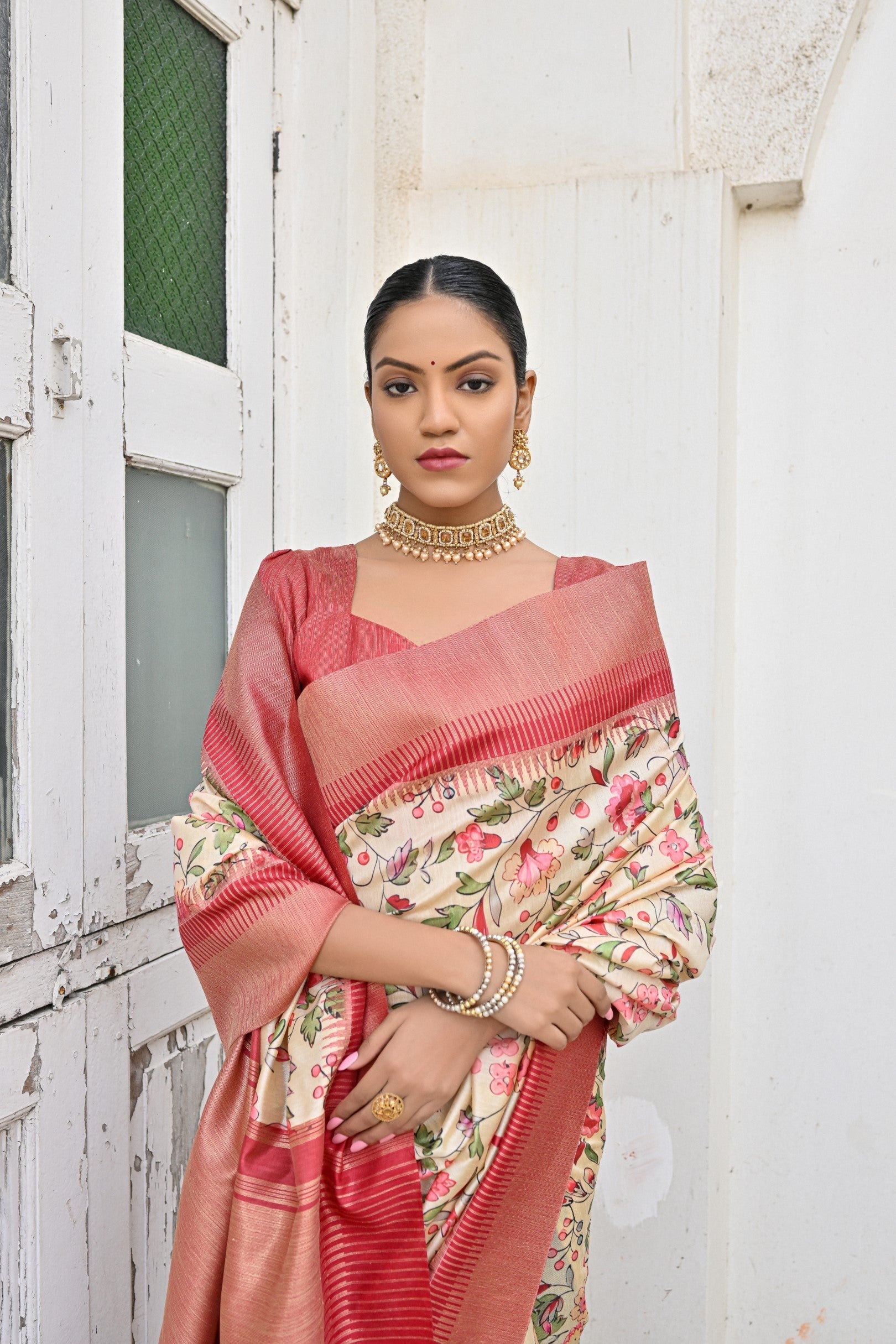 Jyoti Fashion Women's Yellow Tussar Silk Zari Woven Traditional Saree with Blouse | Swadesiicart