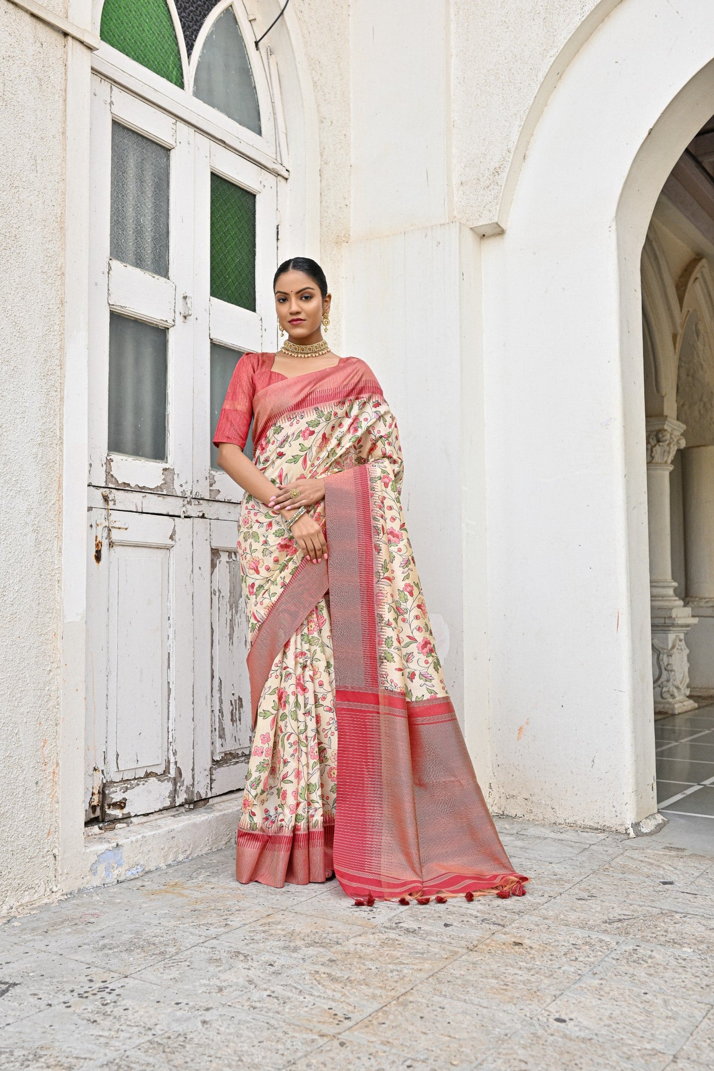 Jyoti Fashion Women's Yellow Tussar Silk Zari Woven Traditional Saree with Blouse | Swadesiicart