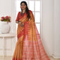Jyoti Fashion Women's Mustard Soft Tussar Silk Printed Temple Border Traditional Saree with Blouse | Swadesiicart