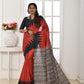Jyoti Fashion Women's Red Soft Tussar Silk Printed Temple Border Traditional Saree with Blouse | Swadesiicart