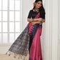 Jyoti Fashion Women's Pink Soft Tussar Silk Printed Temple Border Traditional Saree with Blouse | Swadesiicart