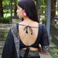 Jyoti Fashion Women's Black Handloom Raw Silk Printed Border Traditional Saree with Blouse | Swadesiicart