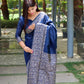 Jyoti Fashion Women's Blue Handloom Raw Silk Printed Border Traditional Saree with Blouse | Swadesiicart