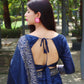 Jyoti Fashion Women's Blue Handloom Raw Silk Printed Border Traditional Saree with Blouse | Swadesiicart