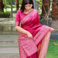 Jyoti Fashion Women's Pink Handloom Raw Silk Printed Border Traditional Saree with Blouse | Swadesiicart