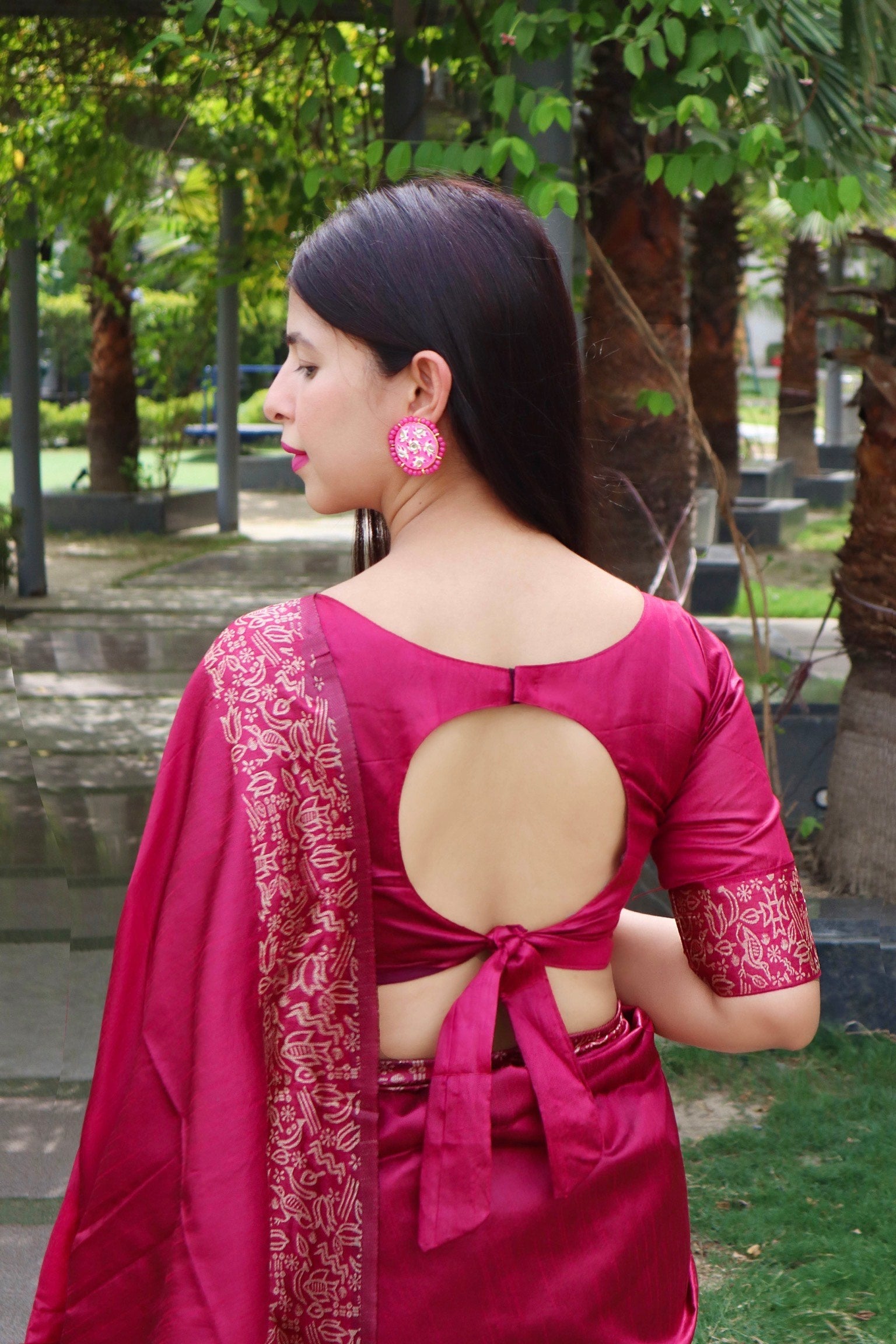 Jyoti Fashion Women's Pink Handloom Raw Silk Printed Border Traditional Saree with Blouse | Swadesiicart