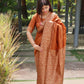 Jyoti Fashion Women's Orange Handloom Raw Silk Printed Border Traditional Saree with Blouse | Swadesiicart