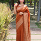 Jyoti Fashion Women's Orange Handloom Raw Silk Printed Border Traditional Saree with Blouse | Swadesiicart