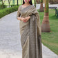 Jyoti Fashion Women's Cream Handloom Raw Silk Printed Border Traditional Saree with Blouse | Swadesiicart