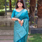 Jyoti Fashion Women's Firozi Handloom Raw Silk Printed Border Traditional Saree with Blouse | Swadesiicart