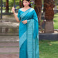 Jyoti Fashion Women's Firozi Handloom Raw Silk Printed Border Traditional Saree with Blouse | Swadesiicart