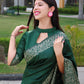 Jyoti Fashion Women's Green Handloom Raw Silk Printed Border Traditional Saree with Blouse | Swadesiicart