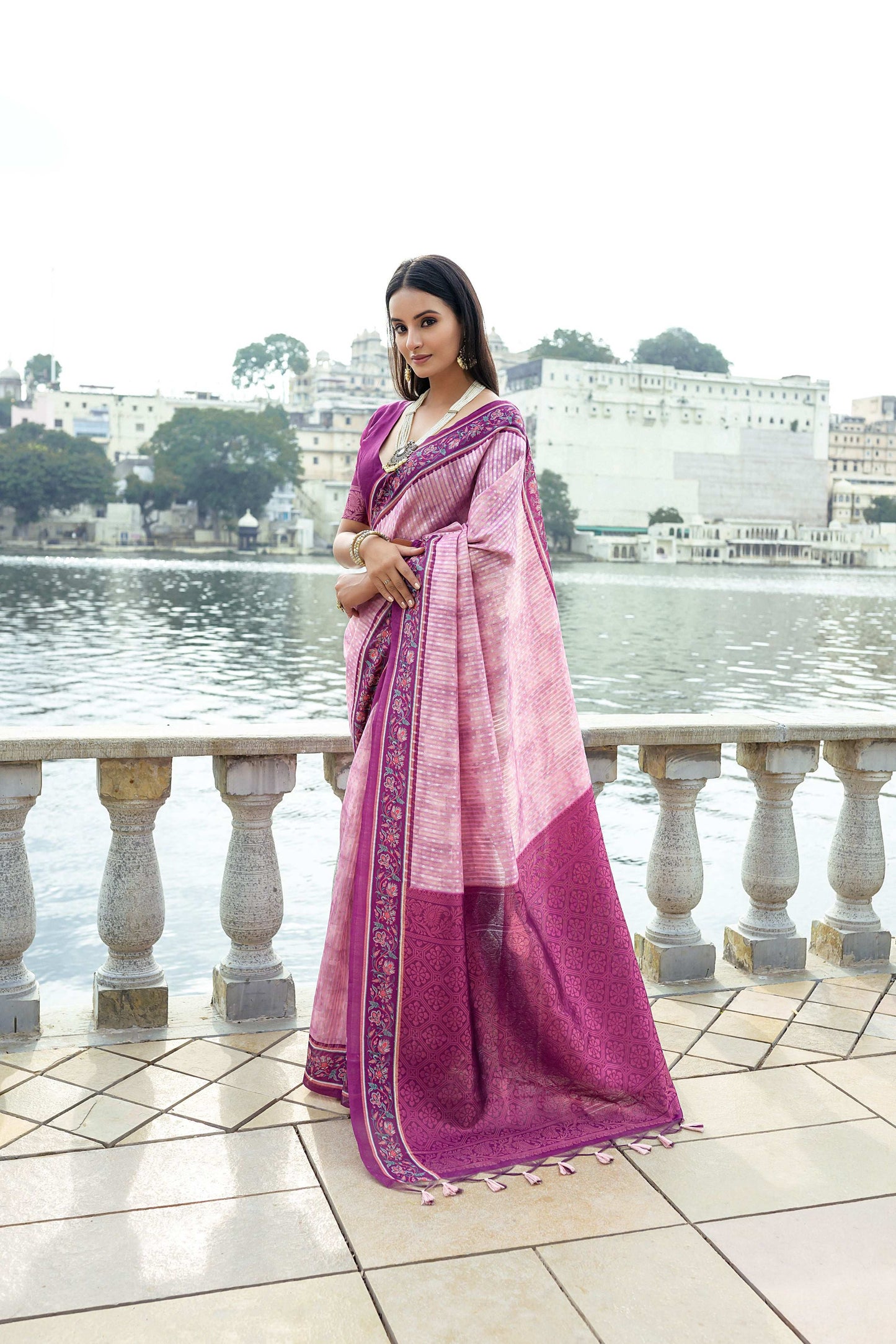 Jyoti Fashion Women's Pink Soft Silk Zari Woven Traditional Saree with Blouse | Swadesiicart
