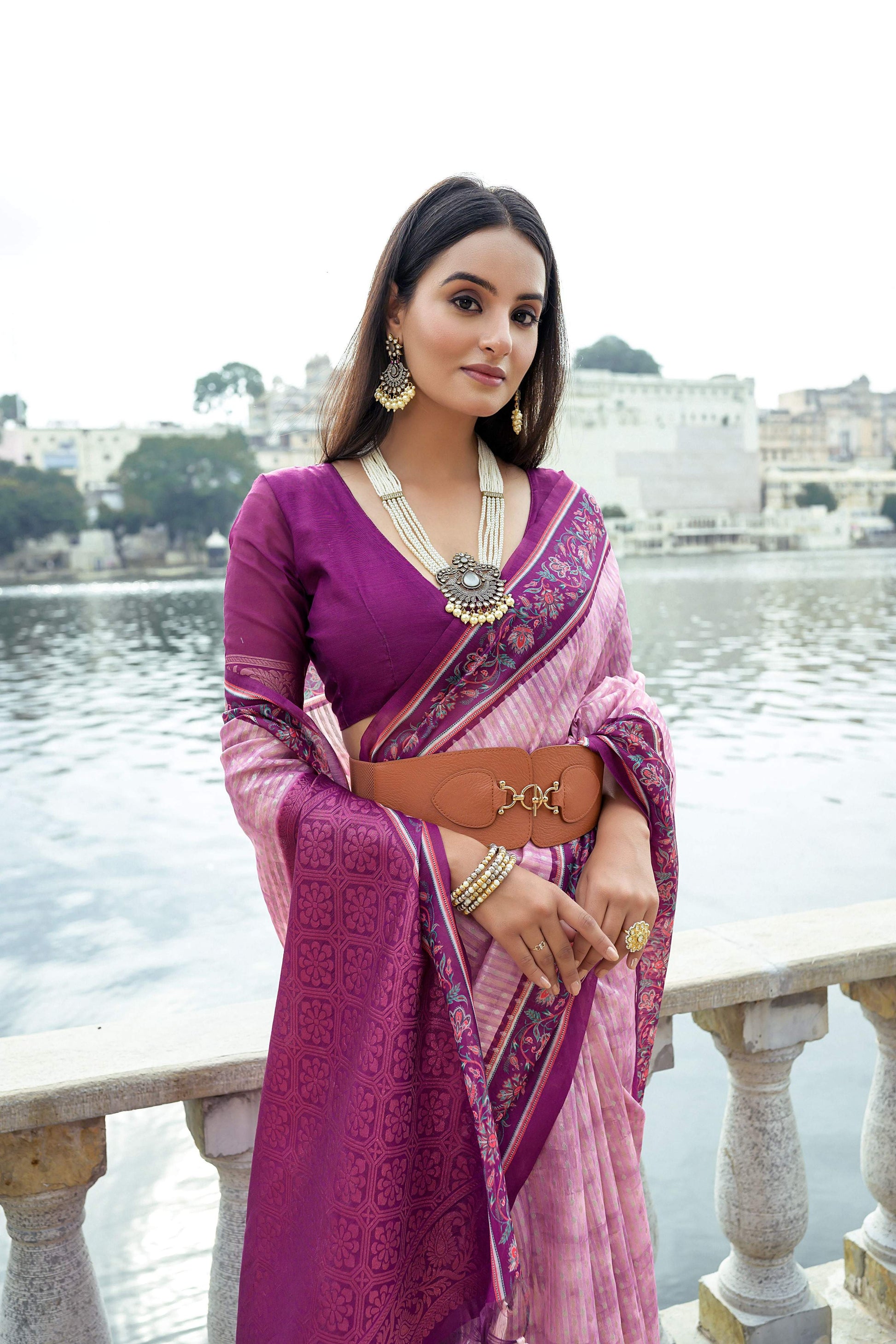 Jyoti Fashion Women's Pink Soft Silk Zari Woven Traditional Saree with Blouse | Swadesiicart