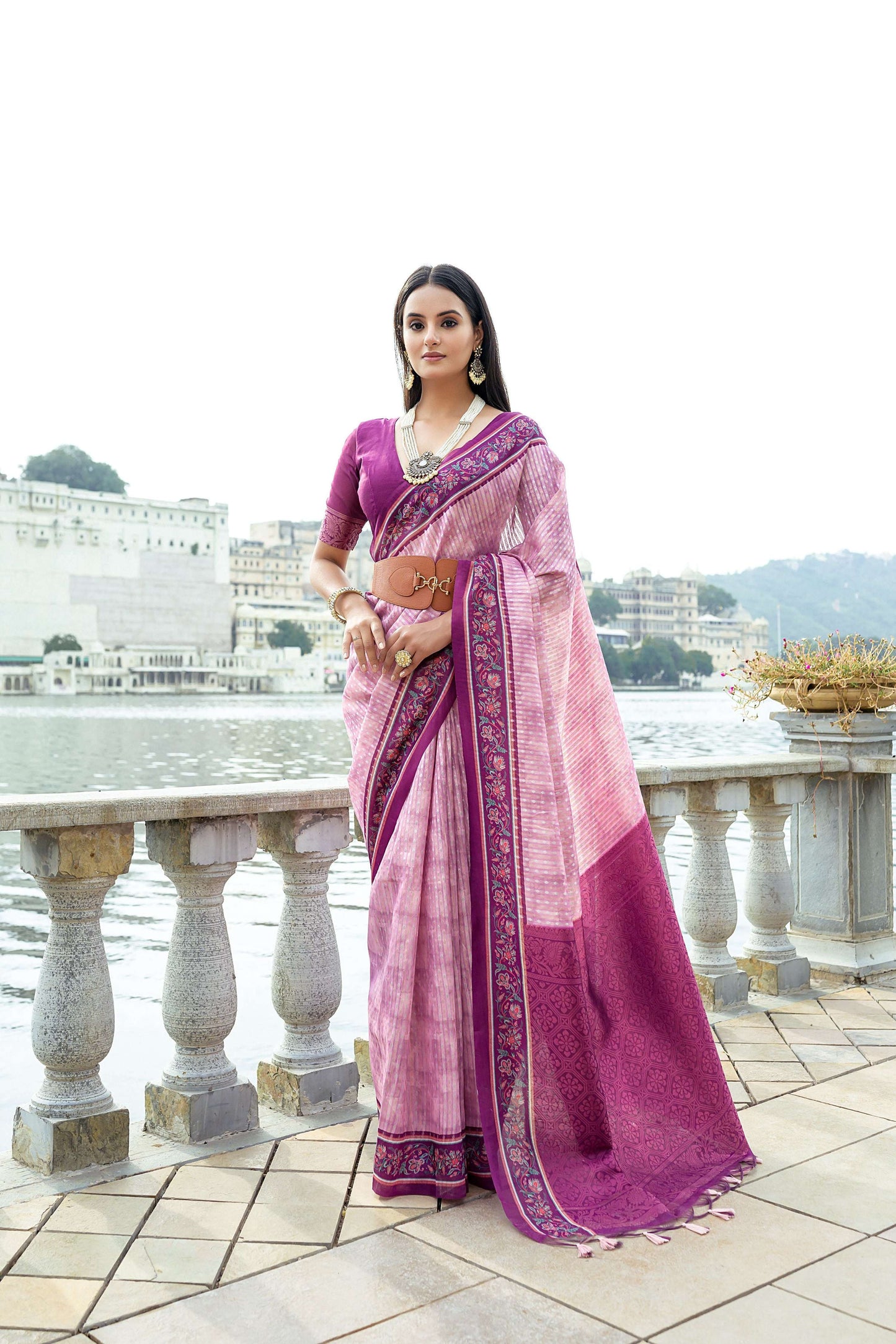 Jyoti Fashion Women's Pink Soft Silk Zari Woven Traditional Saree with Blouse | Swadesiicart