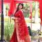 Jyoti Fashion Women's Red Linen Silk Zari Woven Traditional Saree with Blouse | Swadesiicart