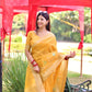 Jyoti Fashion Women's Yellow Linen Silk Zari Woven Traditional Saree with Blouse | Swadesiicart