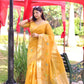 Jyoti Fashion Women's Yellow Linen Silk Zari Woven Traditional Saree with Blouse | Swadesiicart