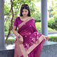Jyoti Fashion Women's Magenta Linen Silk Zari Woven Traditional Saree with Blouse | Swadesiicart