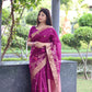 Jyoti Fashion Women's Magenta Linen Silk Zari Woven Traditional Saree with Blouse | Swadesiicart