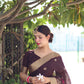 Jyoti Fashion Women's Coffee Linen Silk Zari Woven Traditional Saree with Blouse | Swadesiicart