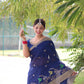 Jyoti Fashion Women's Blue Linen Silk Zari Woven Traditional Saree with Blouse | Swadesiicart