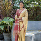Jyoti Fashion Women's Cream Tussar Silk Temple Border with Zari Lining Traditional Saree with Blouse | Swadesiicart