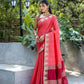 Jyoti Fashion Women's Coral Tussar Silk Temple Border with Zari Lining Traditional Saree with Blouse | Swadesiicart