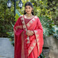 Jyoti Fashion Women's Coral Tussar Silk Temple Border with Zari Lining Traditional Saree with Blouse | Swadesiicart