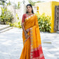 Jyoti Fashion Women's Mustard Tussar Silk Temple Border with Zari Lining Traditional Saree with Blouse | Swadesiicart