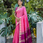 Jyoti Fashion Women's Pink Tussar Silk Temple Border with Zari Lining Traditional Saree with Blouse | Swadesiicart