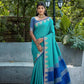 Jyoti Fashion Women's Rama Tussar Silk Temple Border with Zari Lining Traditional Saree with Blouse | Swadesiicart